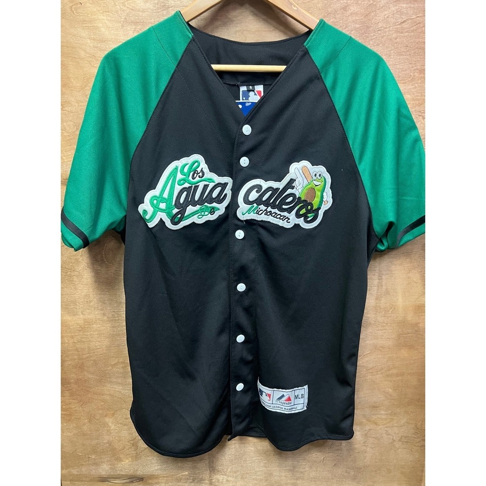 Majestic MLB Los Aguacateros de Michoacan Baseball Jersey Black Green Mens Small